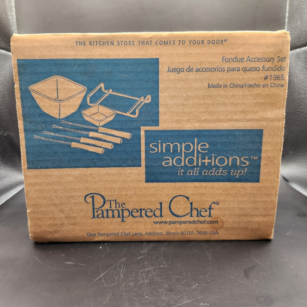 Pampered Chef Simple Additions Fondue Accessory Set #1965 White Ceramic